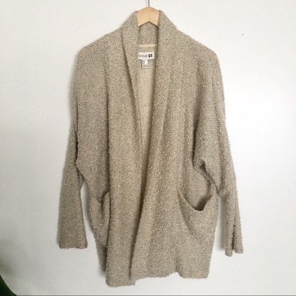 Forever 21 Sweaters - F21 Cozy Open Shawl Collar Popcorn Cardigan
